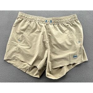 Janji Shorts Mens Bamboo Lined Khaki Tan Elastic Waist Performance Athletic Sz M